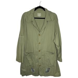 Blue Fish Women's Jacket 2 Plus Size 22 Green Hand Painted Patches Art To Wear